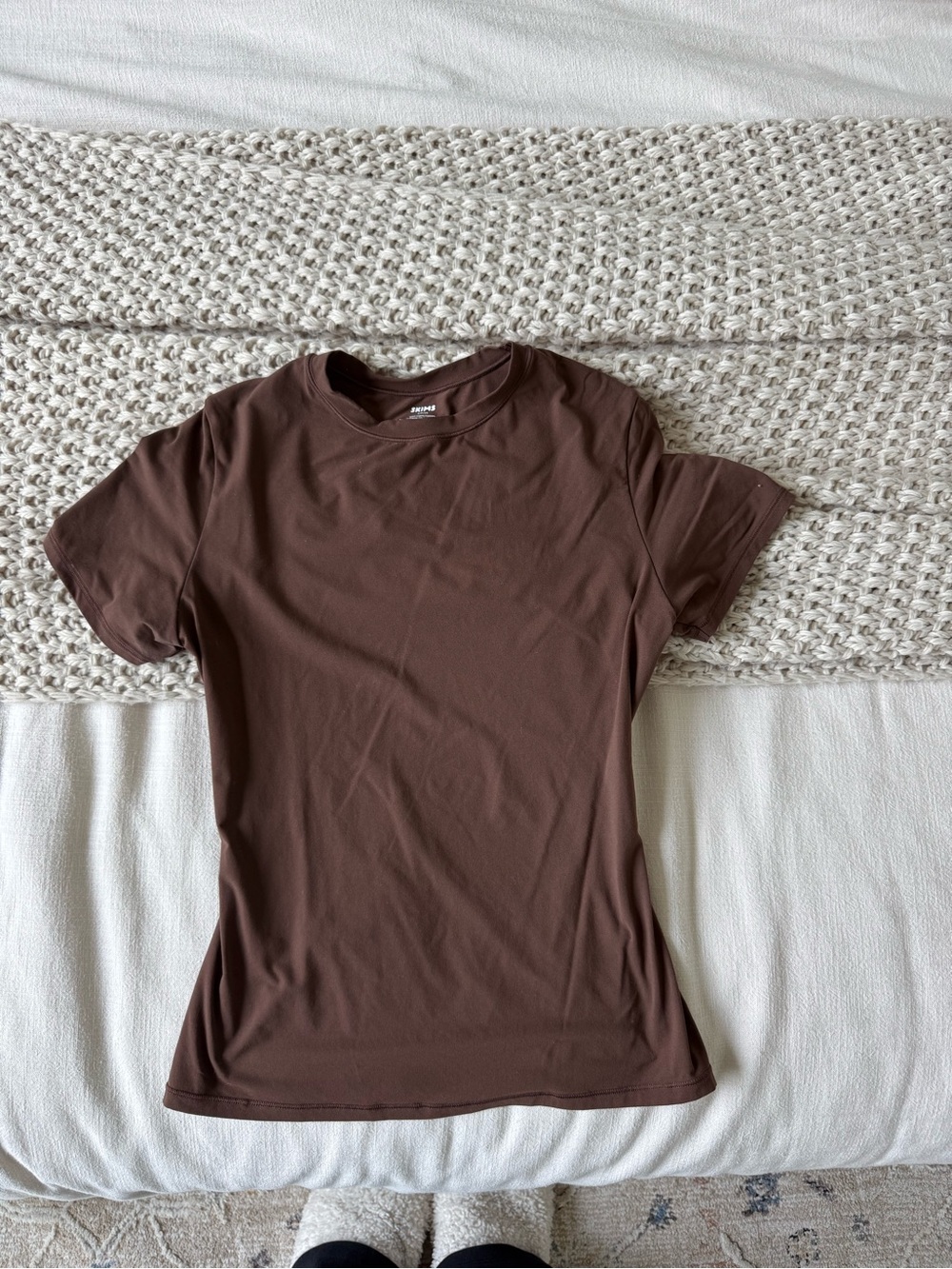 SKIMS Short Sleeve Crew Tee in Brown
